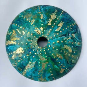 Sally Fagence: Glass Disc Kina | Turquoise & Gold