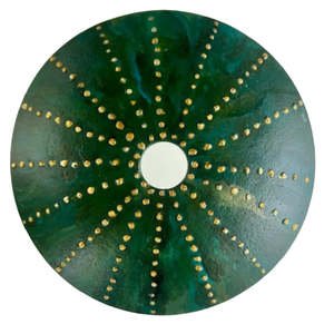 Green and Gold Kina | Glass Disc