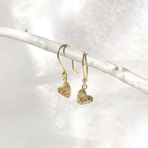 Lace Detail Mini Heart Hook Earrings | 18ct Gold Plate