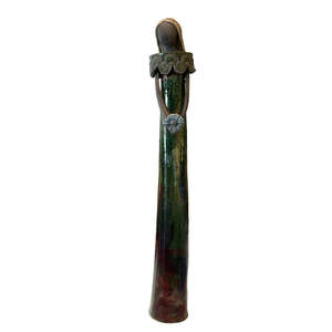 Tall Ceramic Lady | Green Goddess With Flower