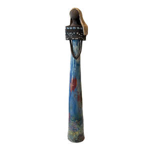 Tall Ceramic Lady | Blue With Jewel Collar