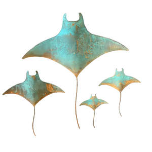 Sculptors: Copper Manta Rays | Set Of 4 | Blue Mist
