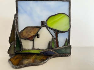 Glass Or Resin Sculptures: Woodland Cottage | Free Standing Glass Sculpture