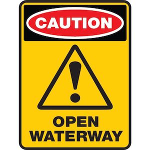 CAUTION OPEN WATERWAY - Portrait