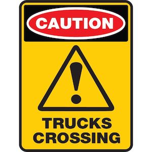 Products: CAUTION TRUCKS CROSSING - Portrait