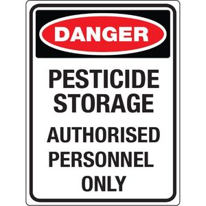 Products: PESTICIDE STORAGE AUTHORIZED PERSONNEL ONLY - Portrait