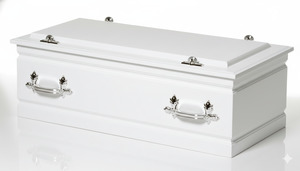 Wood Grained Caskets: Child’s Casket – White High Gloss Finish