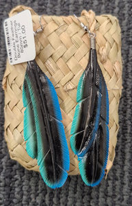 Double Feather Bone Earrings 80mm - Toi Toi Maori Art & Gift