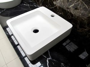 Basins: Basin – 380mm Hand made Poly-marble Basin in Matt Finish