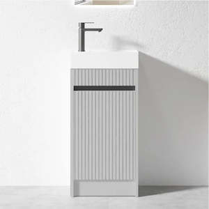 Vanity: 400mmx220mmx750mm Grey Hand Basin PLYWOOD FLOOR STANDING VANITY