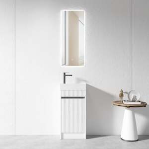 Vanity: 400mmx220mmx750mm White Hand Basin PLYWOOD FLOOR STANDING VANITY