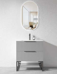 900mm Freestanding Vanity Plywood Grey Painting with Stainless Steel Leg