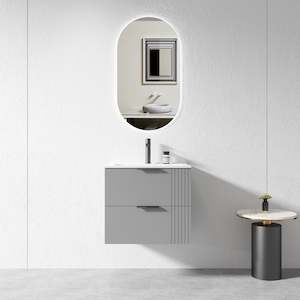 600MM Grey Wall Hung Plywood Vanity with Ceramic Basin
