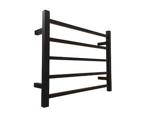 510*600mm Matt Black Square Heated Towel Rail. Wiring Concealed or Exposed