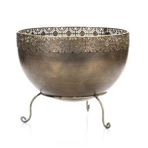 Indoor Planters Stands Garden Structures Figurines: Moroccan Bowl Metal Planter - 30cm