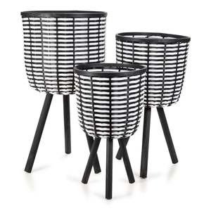 Indoor Planters Stands Garden Structures Figurines: Capella Planter Set of 3 - Black & White
