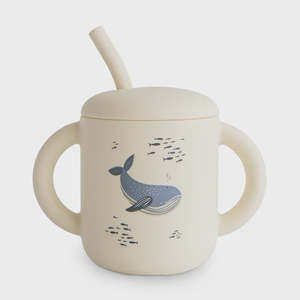 Silicone Training Cup & Straw | Whales