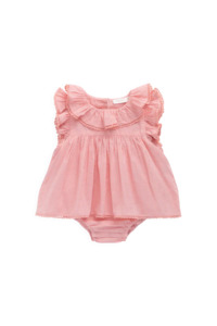 Clothing: Organic Cotton Frannie Playsuit - Swiss Pink