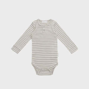 Clothing: Bodysuit - Narrow Stripe Gazelle/Oat