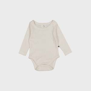 Clothing: Pointelle Long Sleeve Bodysuit Natural