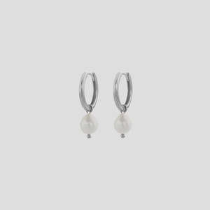 Jewellery Accessories: Pearl Hoop Huggies Medium | Silver