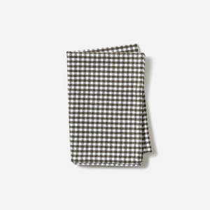 Kitchen Dining: Gingham Washed Cotton Tea Towel | Olive