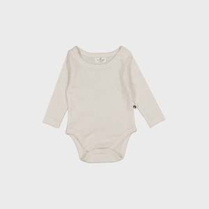 Bodysuits: Pointelle Long Sleeve Bodysuit Natural