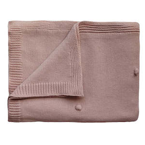 Baby Accessories: Knitted Blanket - Textured Dots Blush