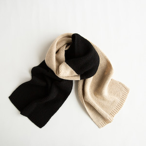 Scarves: Two Tone Scarf | Black & Oat