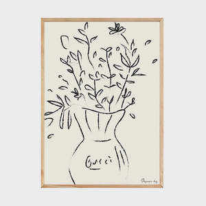Gucci Flower Print w white boarder | Oak Frame A1