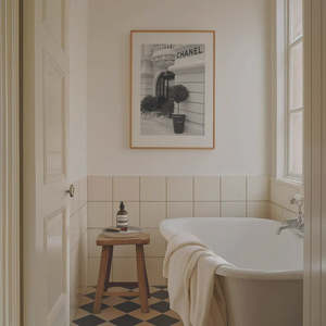 Artwork: Chanel Boutique Store | Oak Box Frame | A1 wWhite Border