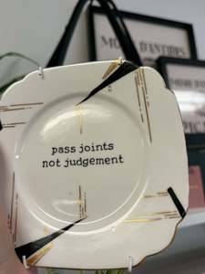 Miss Vintage Plates: Pass Joints Not Judgements | Black & Gold