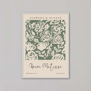 Green Flowers & Plants by Henri Matisse | A3 | White Box Frame