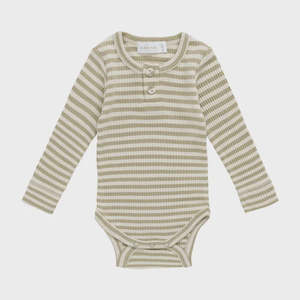 Long Sleeve Bodysuit - Slim Stripe Pampas/Sun Rays