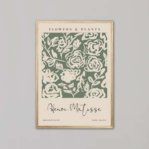 Green Flowers & Plants by Henri Matisse | A3 | Oak Box Frame