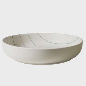 House Home: Coastal Junction Salad Bowl / Cream with Green Stripe