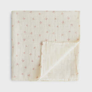 Bedding: Organic Cotton Muslin Swaddle Blanket | Bows