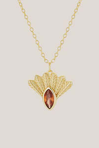 Fantail Messenger Necklace Brown - Gold