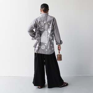 Tāwharau Collection _ Rawe HĀTE (shirt) - Brown and White Stripe #25