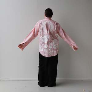 Tane: Tāwharau Collection _ Aroha HĀTE (shirt) - Cream with Orange Stripes #22