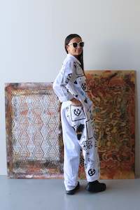 1. Tāwharau Collection vIII _ Aroha OVERALLS - White  #172