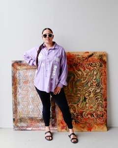 1. Tāwharau Collection Vol. V _ Aroha SHIRT - Purple stripe #175