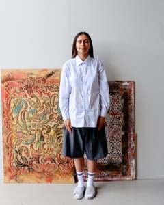 1. Tāwharau Collection Vol. V _ Aroha SHIRT - Blue & White stripe #172A