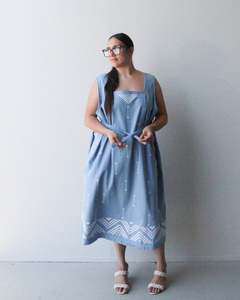 1. Tāwharau Collection Vol. VI_ Tāniko DRESS - Denim #224