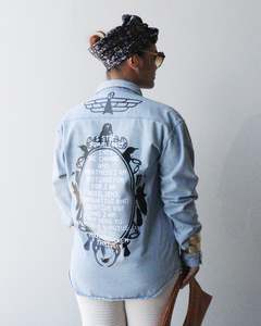 1. Tāwharau Collection Vol. VI_ I step fearlessly.. SHIRT - Denim #226