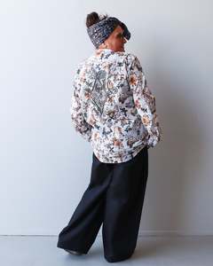 1. Tāwharau Collection Vol. VII_ Te Ao Marama SHIRT - Brown Floral #245