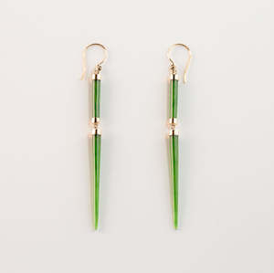 Gold And Greenstone: 14 carat Gold Pounamu Odyssey Earrings