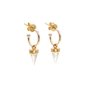 Huia Collection: Gold Mother of Pearl Shell Tiny Point Earrings