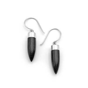 Huia Collection: Black Pounamu Point Earrings
