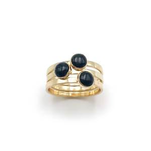 Huia Collection: 14 carat Gold Black Pounamu 3 Muses Ring